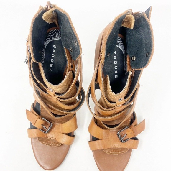 Trouve Strappy Open Toe Gladiator Ankle Cut Out Zipper Back Heel 7.5 - Picture 5 of 8